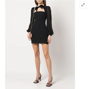 Reformation Terri Black Polka Dot Mini Dress Size 2